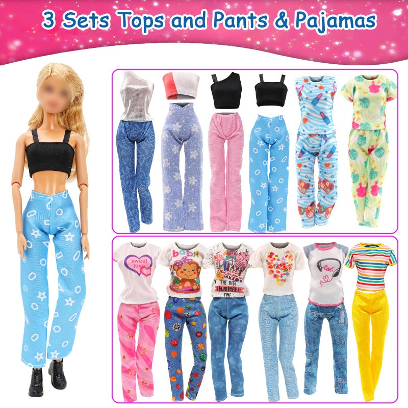 Barwa 9 Sets Doll Clothes Hooded Sports Suit Casual Outfits Tops and Pants Doll Pajamas for 11.5 inch Girls Doll - Image 4